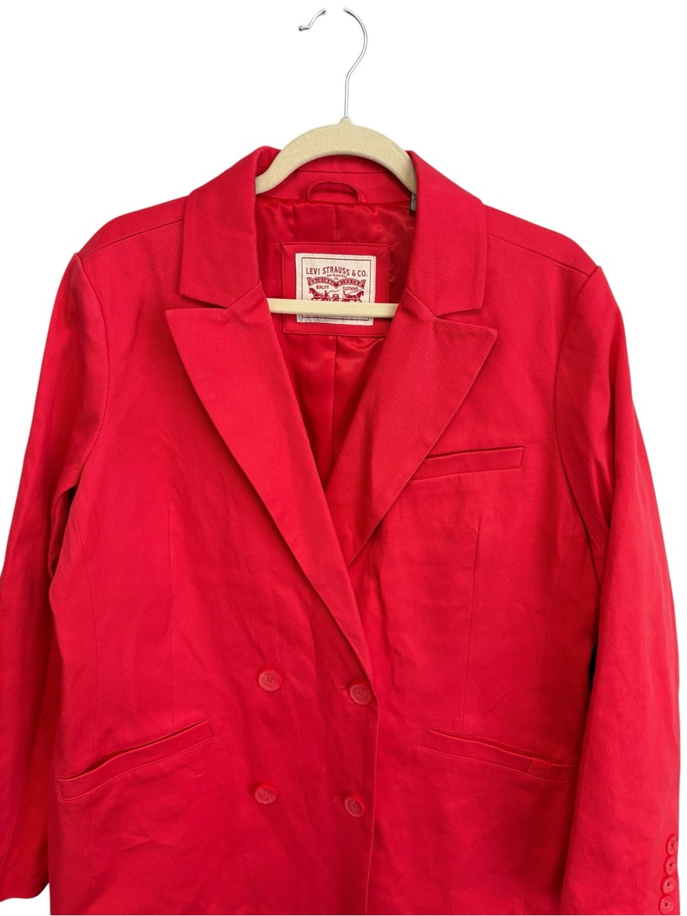 New Levi's Tailored Double-breasted Oversized Blazer in Red Size Medium - Picture 5 of 14